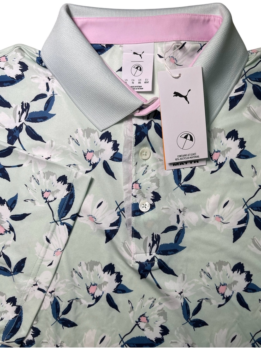 Puma Men X Arnold Palmer AP Spring Floral Polo Golf Shirt XL Peaceful Blue $90